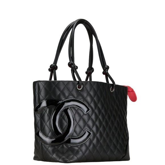 Chanel Matelasse Bag Cambon Cocomark Black Line Tote - Picture 1 of 12